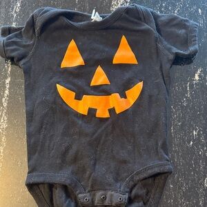 Rabbit Skins Black and Orange Pumpkin Face Kids Shirt